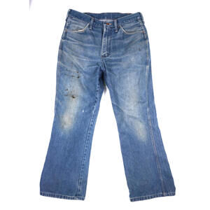 Vintage 70s Maverick High Waisted Bell Bottom Flare Hippie Wide Jeans 34x32 Mens